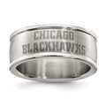 CHICAGO BLACKHAWKS STAINLESS STEEL LOGO BAND RING SIZE 7, 0.7 x 0.3 mm