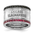NHL Chicago Blackhawks Pink & Black Crystal Stacked Ring Set, Size 6, 8.1 mm