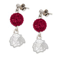 Sterling Silver NHL LogoArt Chicago Blackhawks Crystal Ovation Earrings, 0.38 x 0.38 mm