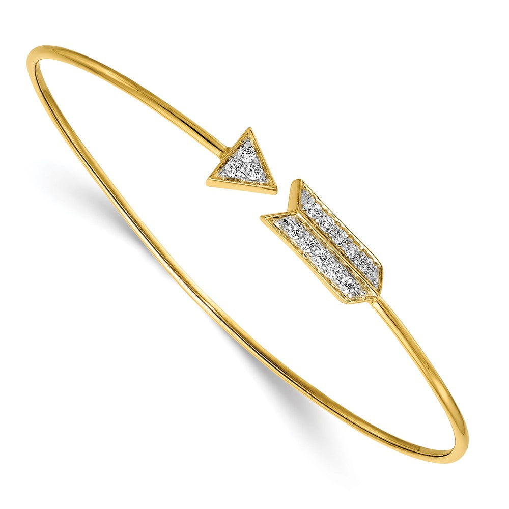 14k Polished Complete 1/3 carat Diamond Arrow Flexible Bangle Bracelet, 0.325 ct, 7 x 6 mm