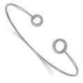 14k White Gold Polished Complete 1/4 carat Diamond Circles Flexible Cuff Bangle Bracelet, 0.244 ct, 7 x 9 mm