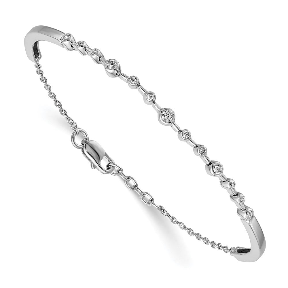 14k White Gold Complete 1/4 carat Diamond Half-Bangle 6.75 inch Bracelet with 0.5 inch Extender, 0.241 ct, 6.75 x 3 mm