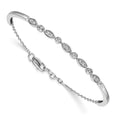 14k White Gold Complete 1/2 carat Diamond Half-Bangle 6.75 inch Bracelet with 0.5 inch Extender, 0.48 ct, 6.75 x 3 mm