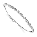 14k White Gold 1 carat Lab Grown Diamond VS/SI+ G+ Complete Bangle Bracelet, 0.98 ct, 7.75 x 3 mm