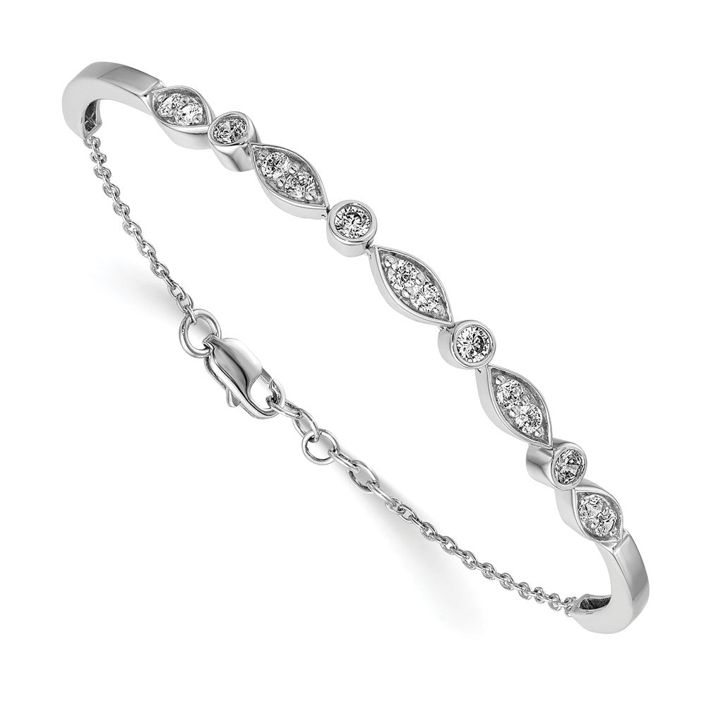 14k White Gold 1 carat Lab Grown Diamond VS/SI+ G+ Complete Bangle Bracelet, 0.98 ct, 7.75 x 3 mm