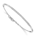 14k White Gold Complete 3/4 carat Diamond Half-Bangle 6.75 inch Bracelet with 0.5 inch Extender, 0.735 ct, 7.25 x 3 mm