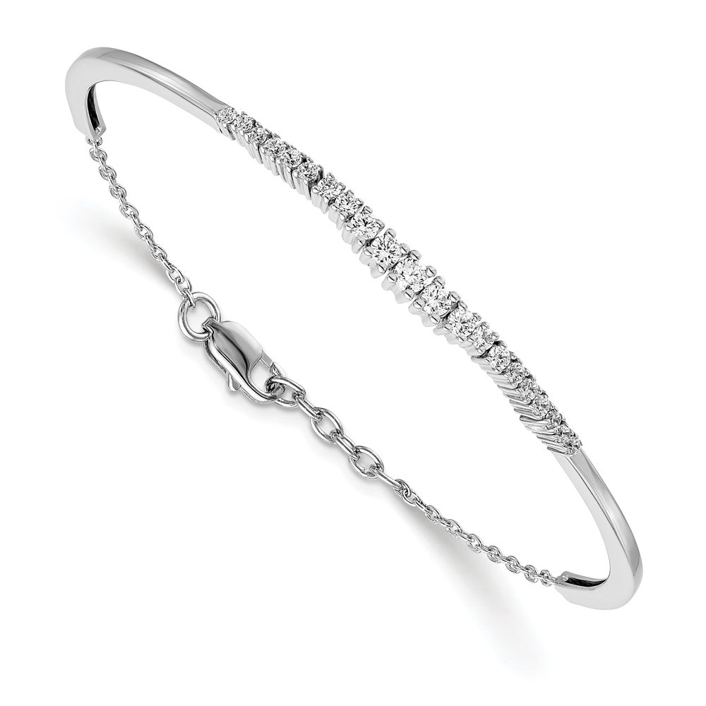 14k White Gold 3/4 carat Lab Grown Diamond VS/SI+ G+ Complete Graduated Bangle Bracelet, 0.73 ct
