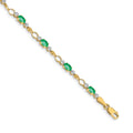 14k Complete Diamond and Oval Emerald Open Link 7 inch Bracelet, 2.712 ct, 7 x 3 mm