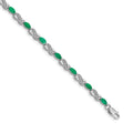 14k White Gold Complete Diamond and Oval Emerald Infinity 7.25 inch Bracelet, 2.114 ct, 7.25 x 3 mm