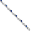 14k White Gold Complete Diamond and Round Sapphire 7 inch Bracelet, 3.476 ct, 7 x 4 mm