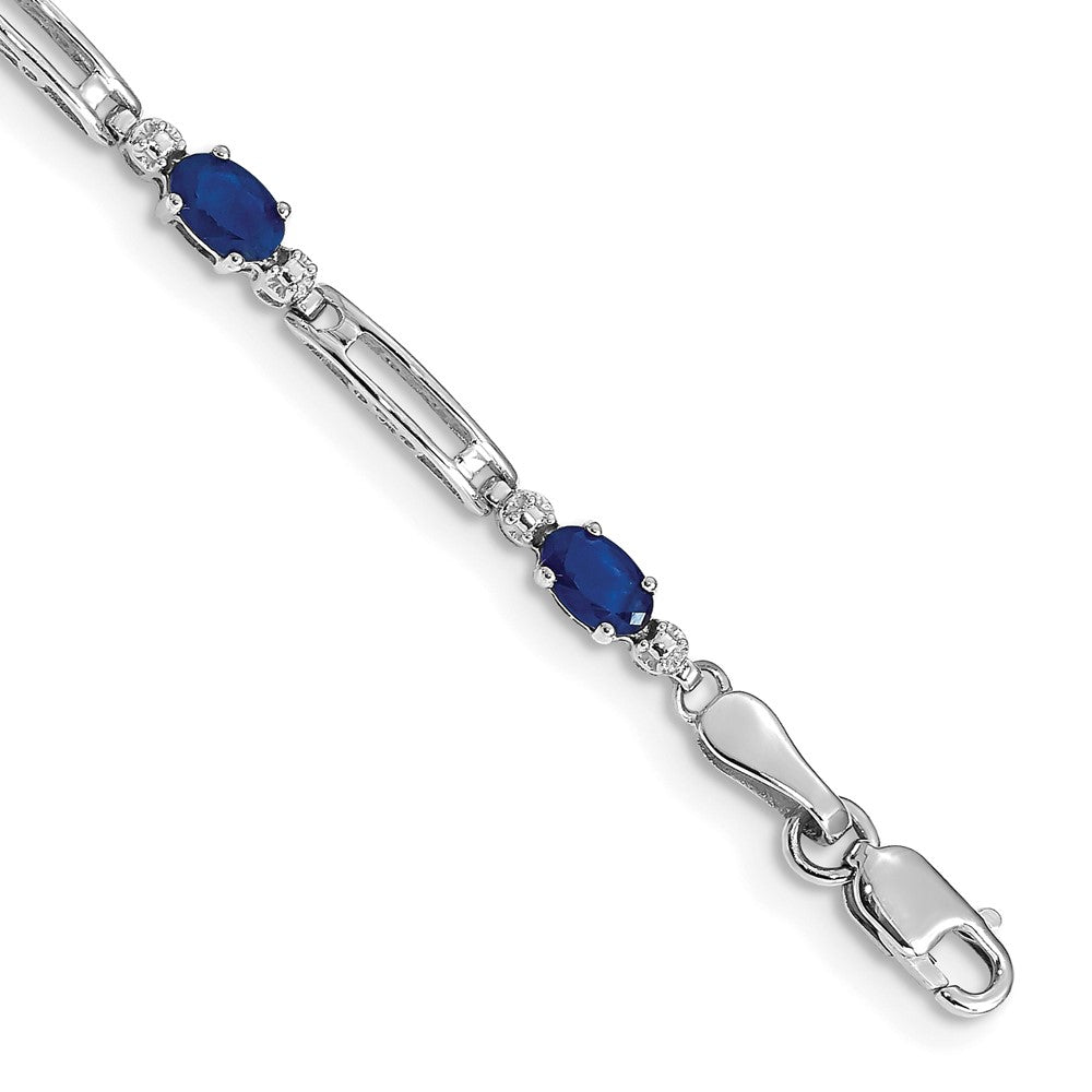 14k White Completed Fancy Diamond/Sapphire Bracelet, 2.105 ct, 7 x 3.5 mm