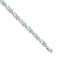 14k White Gold Complete Diamond and Oval Aquamarine Floral 7 inch Bracelet, 7.112 ct, 7 x 5 mm
