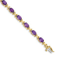 14k Complete 7x5mm Oval Amethyst X-design 7 inch Bracelet, 9 ct, 7 x 5 mm
