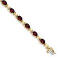 14k Complete 7x5mm Oval Garnet X-design 7 inch Bracelet, 12 ct, 7 x 5 mm