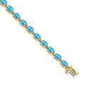 14k Complete 6x4mm Oval Swiss Blue Topaz 7 inch Bracelet, 11 ct, 7 x 4.5 mm