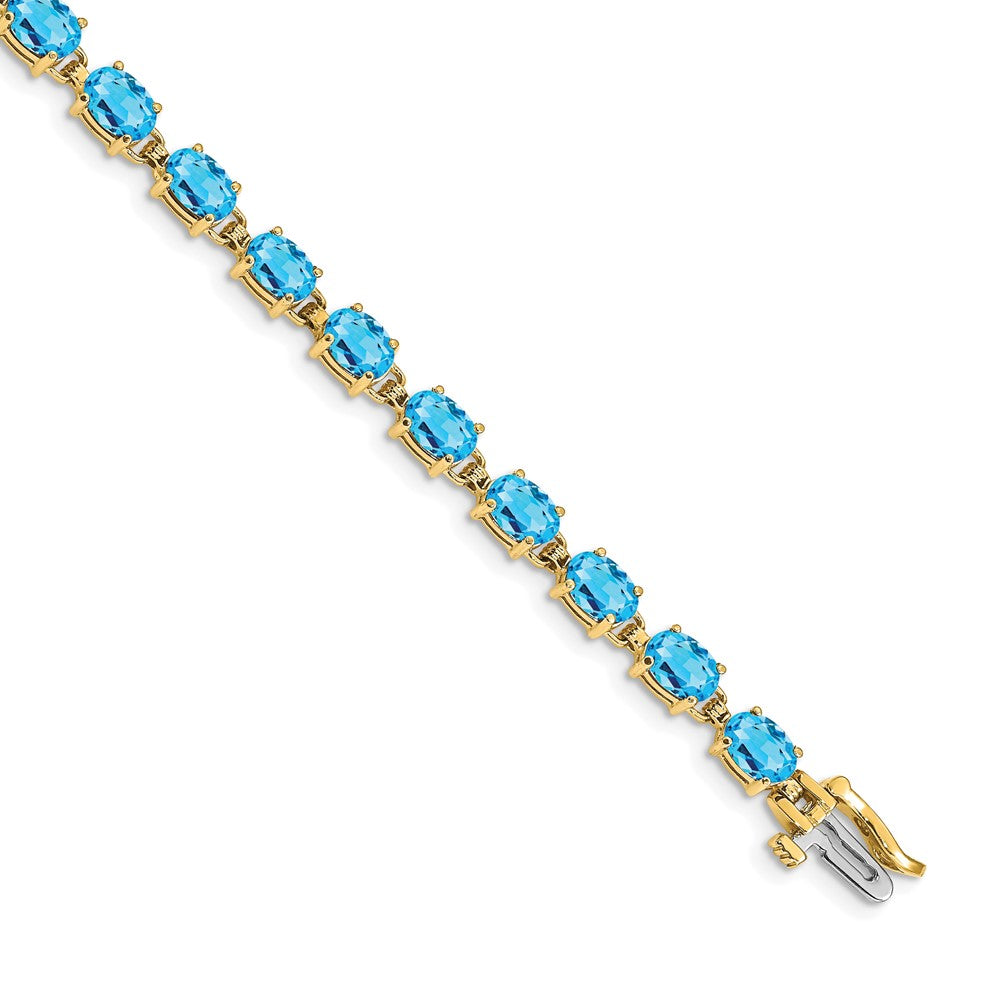 14k Complete 6x4mm Oval Swiss Blue Topaz 7 inch Bracelet, 11 ct, 7 x 4.5 mm