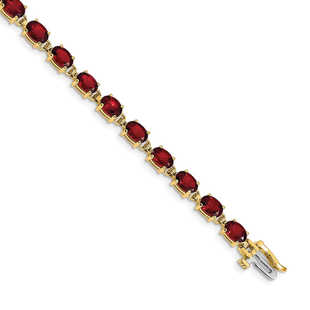 14k Complete 6x4mm Oval Garnet 7 inch Bracelet, 12 ct, 7 x 4.5 mm