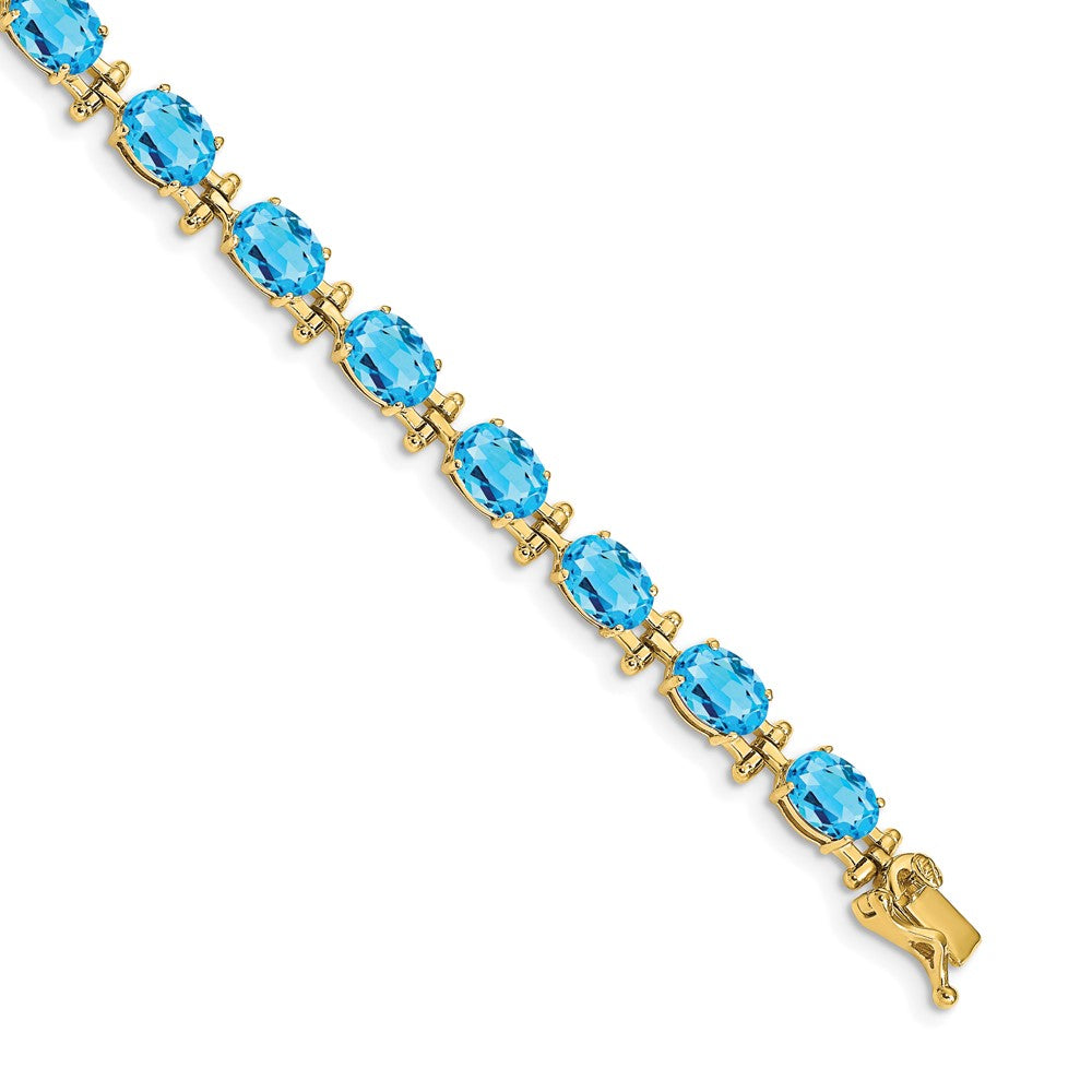 14k Complete Oval Swiss Blue Topaz 7 inch Bracelet, 16 ct, 7 x 5 mm