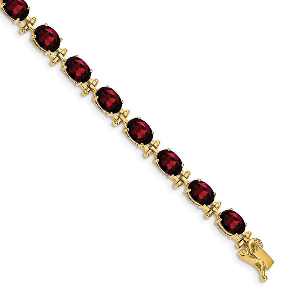 14k Complete Oval Garnet 7 inch Bracelet, 16 ct, 7 x 5 mm