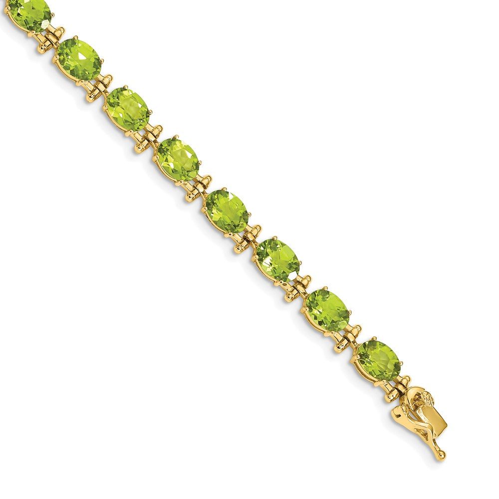 14k Complete Oval Peridot 7 inch Bracelet, 14.4 ct, 7 x 5 mm