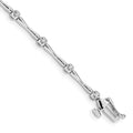 14k White Gold Complete 1/4 carat Diamond and Bar Link 7 inch Bracelet, 0.28 ct, 7 x 3 mm