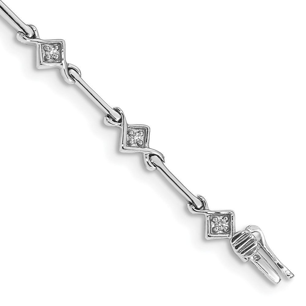 14k White Gold Complete 1/6 carat Diamond Bar Link 7.5 inch Bracelet, 0.14 ct, 7.5 x 5 mm