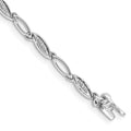14k White Gold Complete 1/20 carat Diamond Oval Link 7.5 inch Bracelet, 0.036 ct, 7.5 x 3 mm