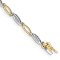 14k Two-tone Complete 1/20 carat Diamond Oval Link 7.5 inch Bracelet, 0.036 ct, 7.5 x 3 mm