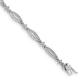 14k White Gold Complete 1/20 carat Diamond Rope-Textured Oval Link 7 inch Bracelet, 0.052 ct, 7 x 4 mm