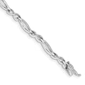 14k White Gold Complete 0.03 carat Diamond Infinity and Oval Link 7 inch Bracelet, 0.044 ct, 7 x 4 mm
