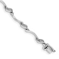 14k White Gold Complete 1/20 carat Diamond Fancy Curved Link 7 inch Bracelet, 0.048 ct, 7 x 3 mm
