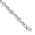 14k White Gold Complete 1/10 carat Diamond Hearts 7 inch Tennis Bracelet, 0.112 ct, 7 x 4 mm