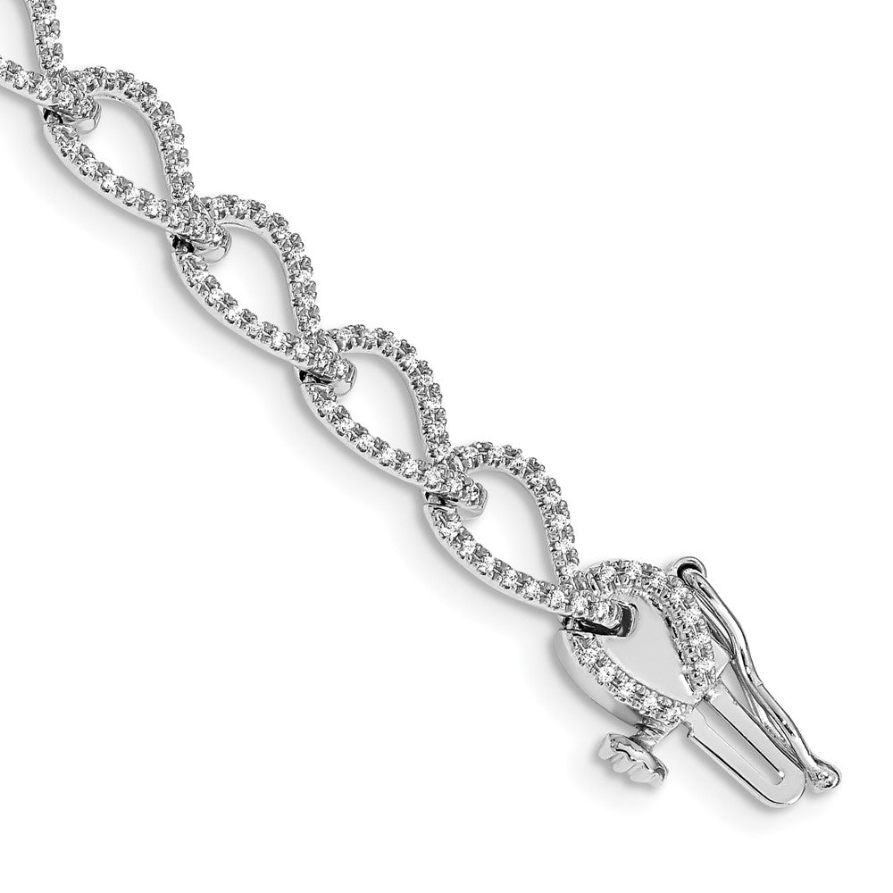 14k White Gold Complete 1 carat Diamond Fancy Link 7 inch Bracelet, 1.005 ct, 7 x 6 mm