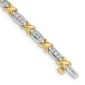 14k Two-Tone 1 carat Lab Grown Diamond VS/SI+ G+ Complete 6.5 inch Tennis Bracelet, 1.05 ct, 6.5 x 4 mm
