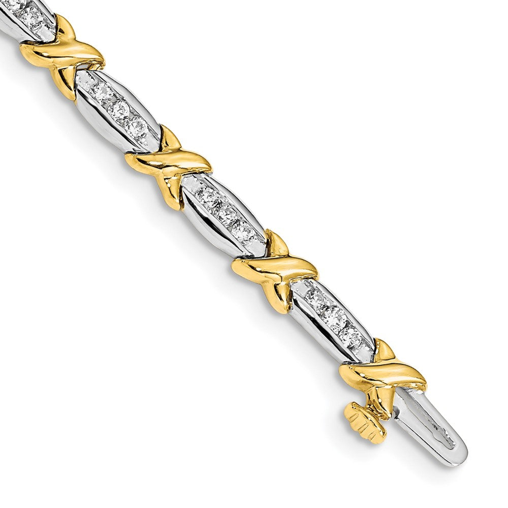 14k Two-Tone 1 carat Lab Grown Diamond VS/SI+ G+ Complete 6.5 inch Tennis Bracelet, 1.05 ct, 6.5 x 4 mm