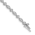14k White Gold Complete 3/4 carat Diamond Round and Oval Link 7 inch Bracelet, 0.714 ct, 7 x 4 mm