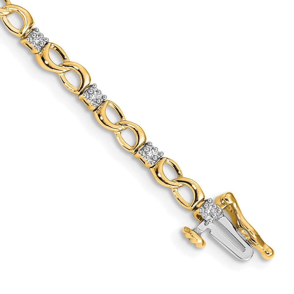 14k Complete 1/6 carat Diamond Figure 8 Link 7 inch Bracelet, 0.144 ct, 7 x 4 mm