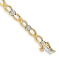 14k Complete 1/8 carat Diamond Infinity Link 7 inch Bracelet, 0.126 ct, 7 x 5 mm