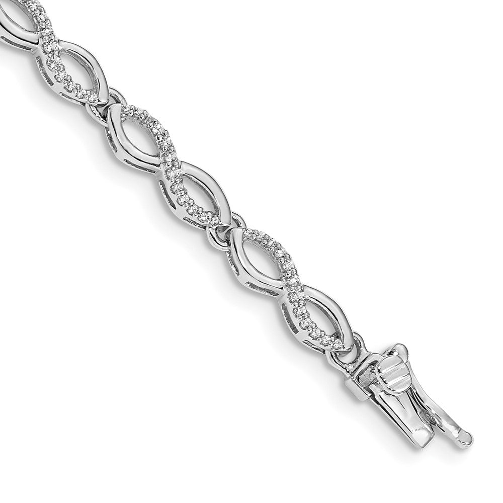 14k White Gold Complete 1/2 carat Diamond Infinity Link 7 inch Bracelet, 0.528 ct, 7 x 4.5 mm