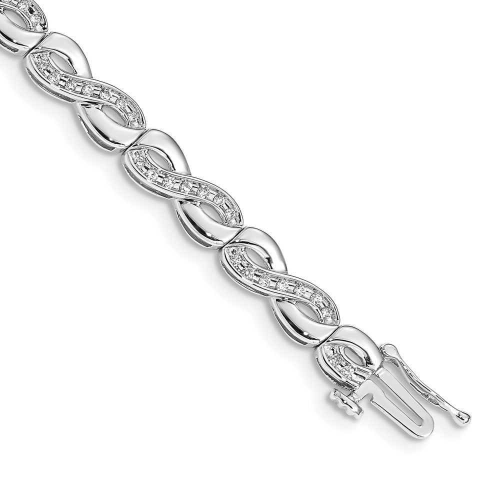 14k White Gold Complete 1/2 carat Diamond Infinity Link 7.5 inch Bracelet, 0.495 ct, 7 x 5 mm
