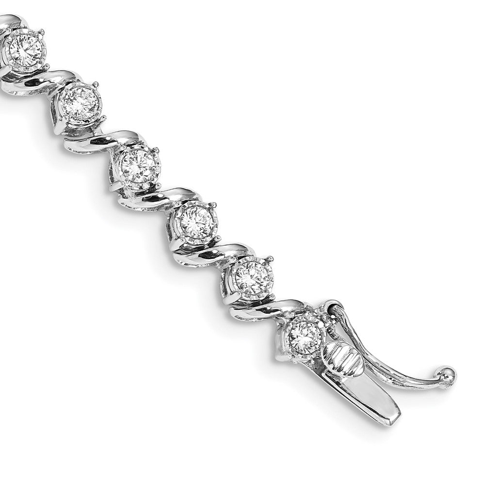 14k White Gold 2 carat Lab Grown Diamond VS/SI+ G+ Complete 7.25 inch Fancy Tennis Bracelet, 2.03 ct, 7.25 x 4.7 mm