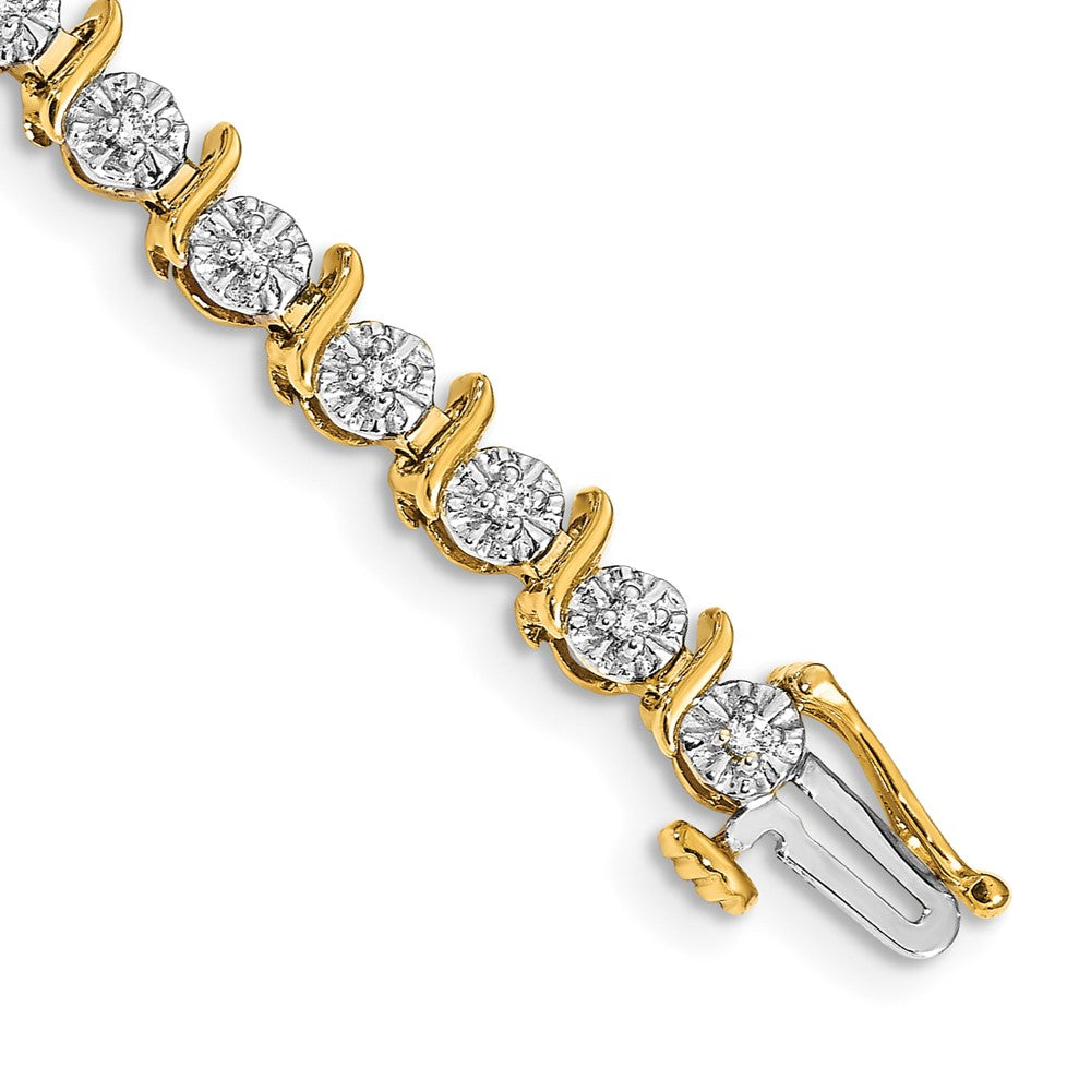 14k Complete 3/8 carat Diamond S-link 7 inch Tennis Bracelet, 0.42 ct, 7 x 5 mm