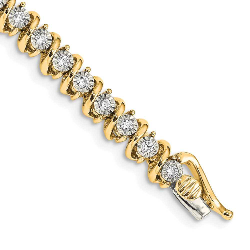 14k 7/8 carat Lab Grown Diamond VS/SI+ G+ Complete 7.5 inch Fancy Tennis Bracelet, 0.88 ct, 7.5 x 5 mm