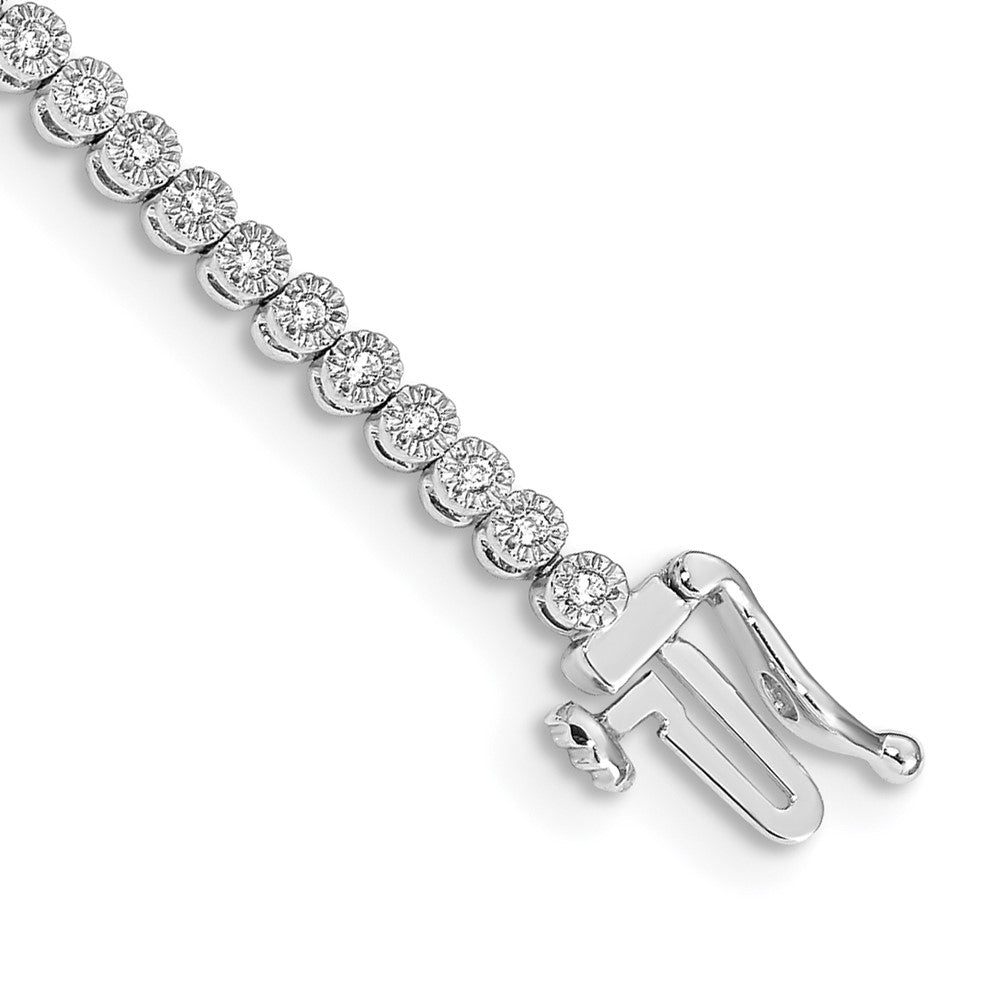14k White Gold Complete 1/2 carat Diamond Illusion Setting 7 inch Tennis Bracelet, 0.495 ct, 7 x 3 mm