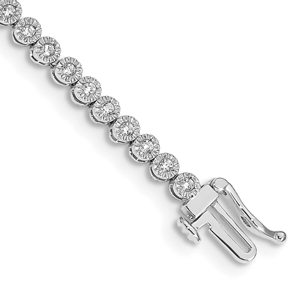 14k White Gold  1 carat Lab Grown Diamond VS/SI+ G+ Complete 7 inch Fancy Tennis Bracelet, 7 x 2.9 mm