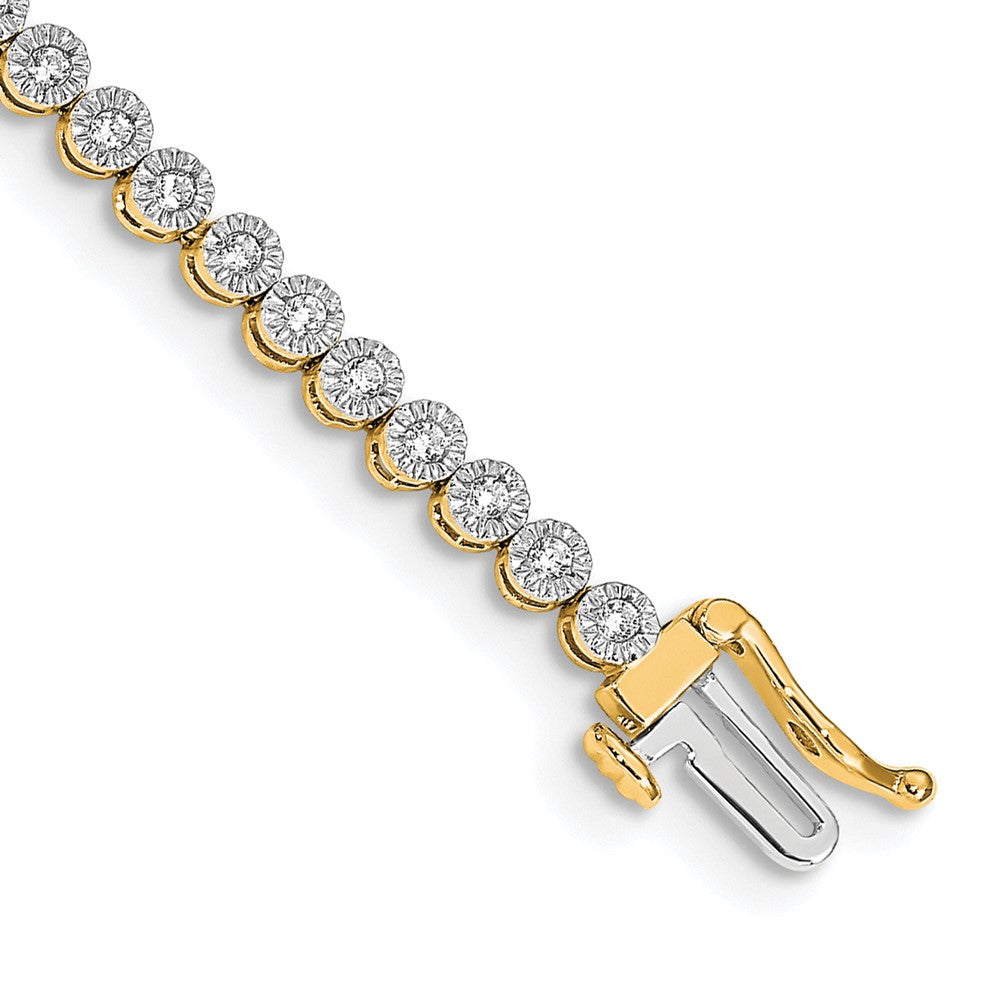 14k 1 carat Lab Grown Diamond VS/SI+ G+ Complete 7 inch Fancy Tennis Bracelet, 7 x 2.9 mm