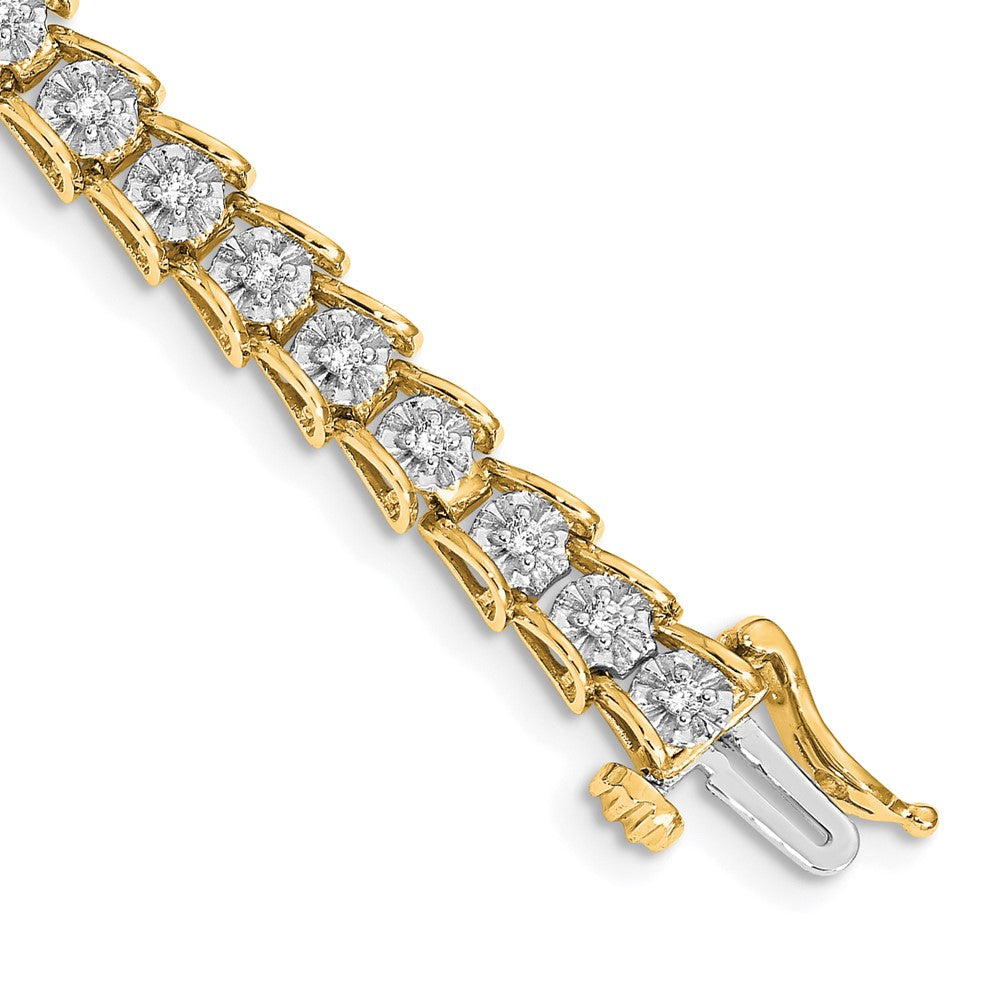 14k Complete 5/8 carat Diamond Illusion Setting 7 inch Tennis Bracelet, 0.605 ct, 7 x 5 mm