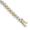 14k Complete 1 carat Diamond Illusion Setting 7 inch Tennis Bracelet, 1.02 ct, 7 x 4 mm