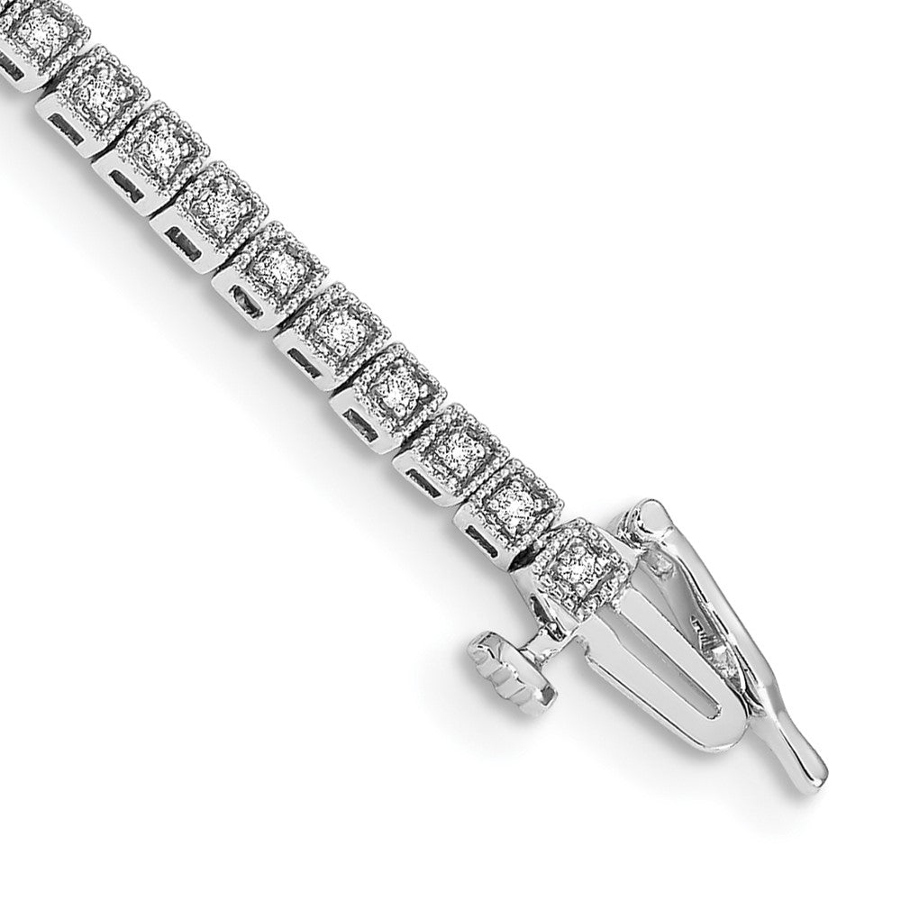 14k White Gold Complete 1/2 carat Diamond 7 inch Tennis Bracelet, 0.5 ct, 7 x 3 mm