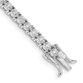 14k White Gold Complete 1 carat Diamond Illusion Setting 7 inch Tennis Bracelet, 0.99 ct, 7 x 4 mm